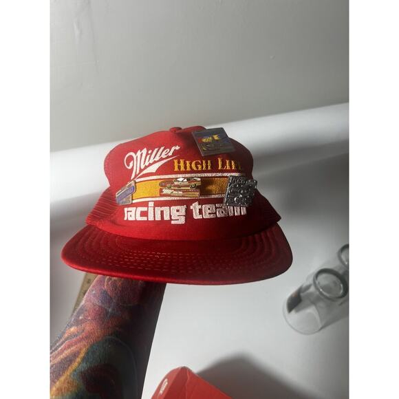 Vintage 1980’s Miller High Life Racing Hat w/ Drag Pins Pomona Nationals No Foam - Picture 1 of 9